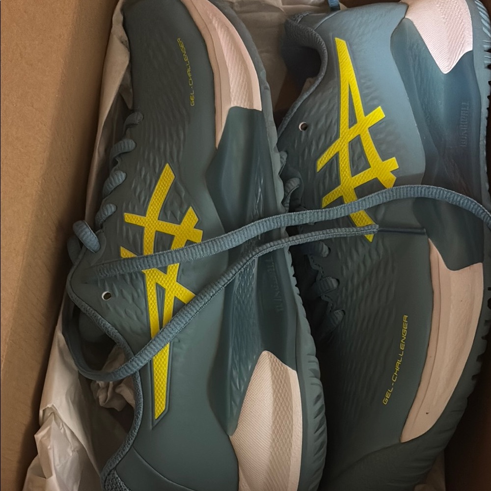 Asics Gel-Challenger Shoes in Blue and Yellow